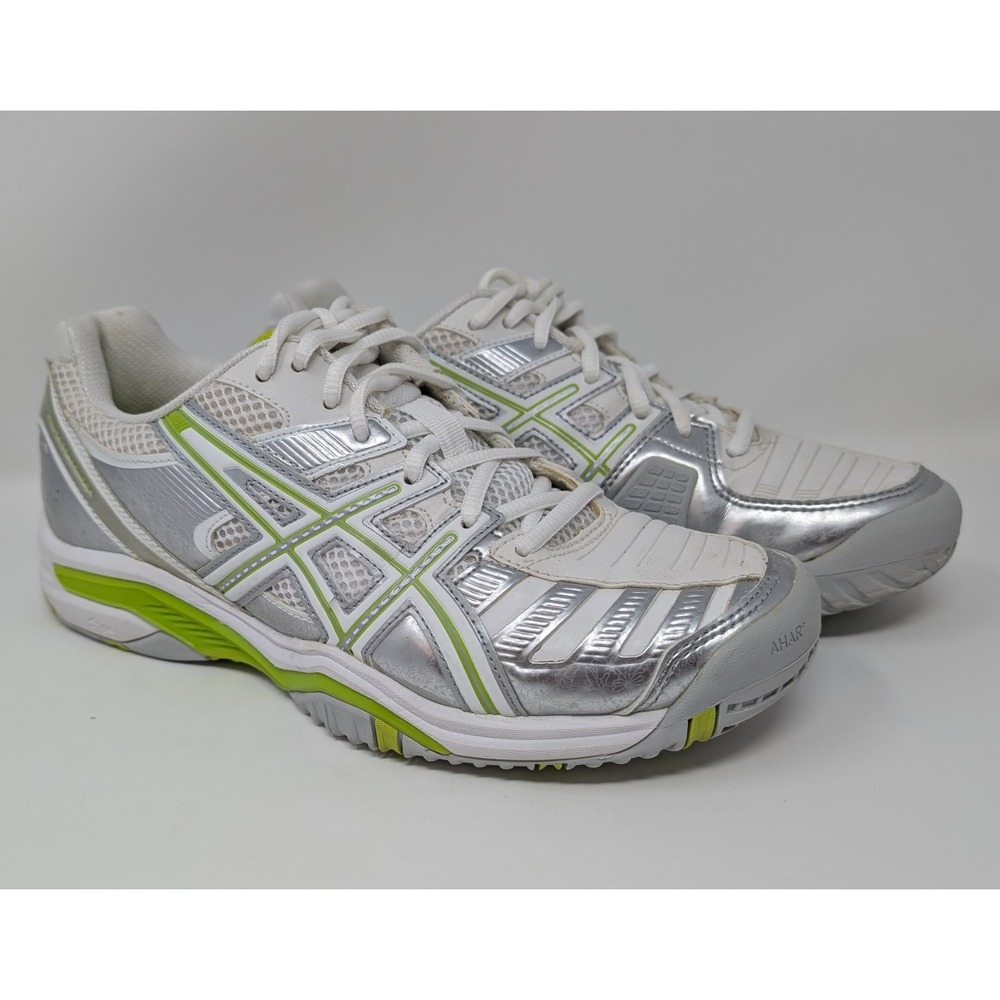 Asics Gel-Challenger 9 Womens Tennis Shoes White Silver Lime E353Y Size 8 NICE!